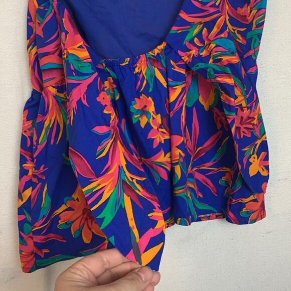 J crew women's size 4 small re imagined tropical blue tank new tie back resort b - Picture 11 of 13